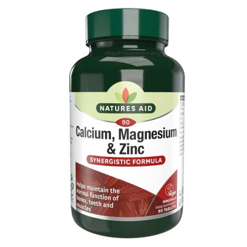 Calcium Magnesium and Zinc 90 ταμπλέτες- Natures Aid - Μέταλλα