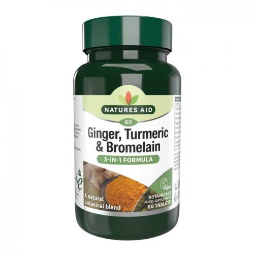 Ginger, Turmeric & Bromelain Natures Aid 60 ταμπλέτες - Αρθρώσεις