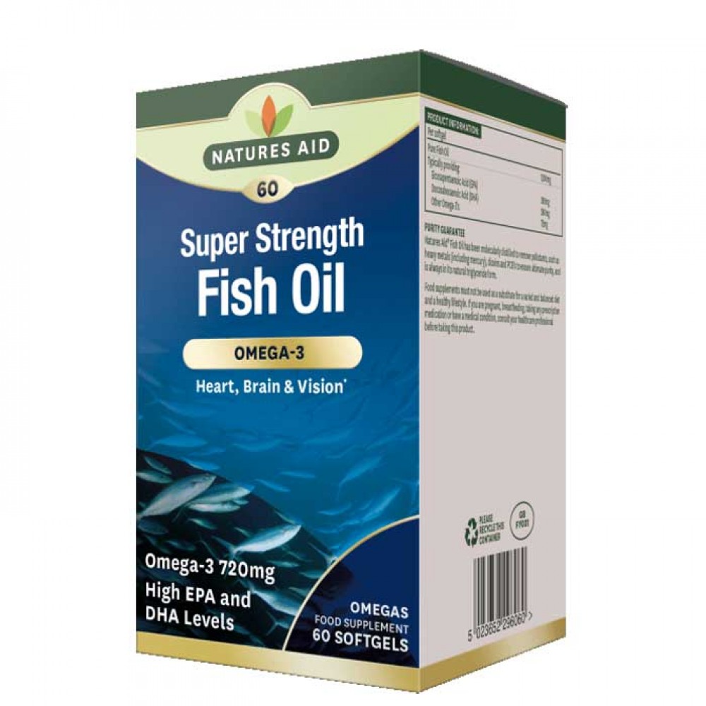 Super Strength Omega 3 1200mg,60 caps - Natures Aid / Ωμέγα 3 λιπαρά οξέα