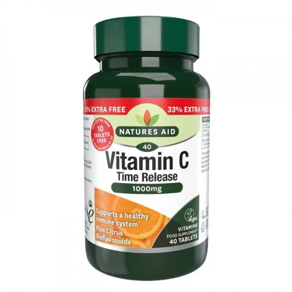 Vitamin C 1000mg Time Release 40 ταμπλέτες - Natures Aid / Βιταμίνη C Αργής Αποδέσμευσης